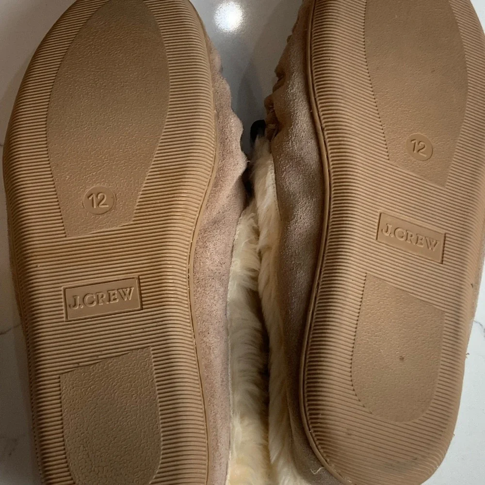 J. Crew suede moccasin slippers size 12.
